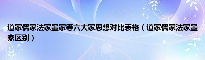 
道家儒家墨家等六大家思想对比表格，道家法家墨家区别